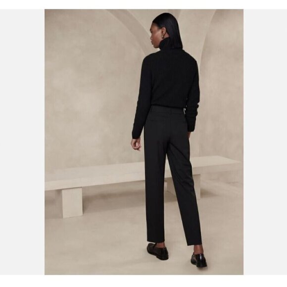 Banana Republic Vasto Pleated 100% Italian Wool Tapered Pants Black Size 14 $150 - Picture 2 of 12